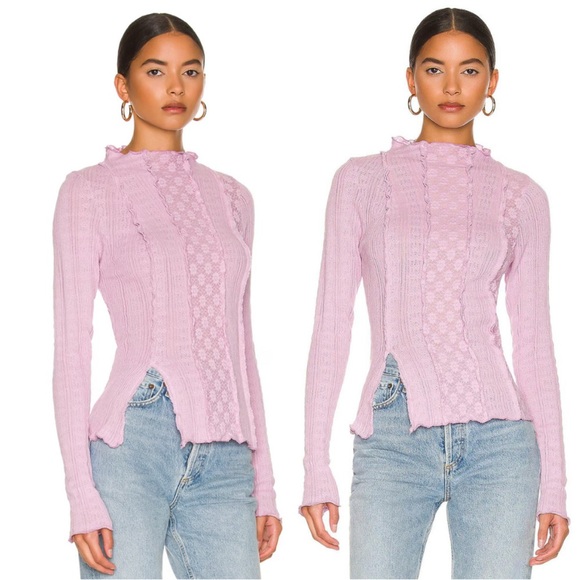 Free People Tops - Free People Lulu Moonlit Orchid fitted Lilac Lace cotton top
